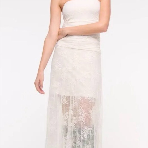 NWOT Abercrombie & Fitch Cream Lace Midi Dress size MT - Picture 2 of 3